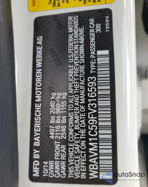 2015 BMW X1 Sdrive28I from USA, damaged, VIN WBAVM1C59FV316593